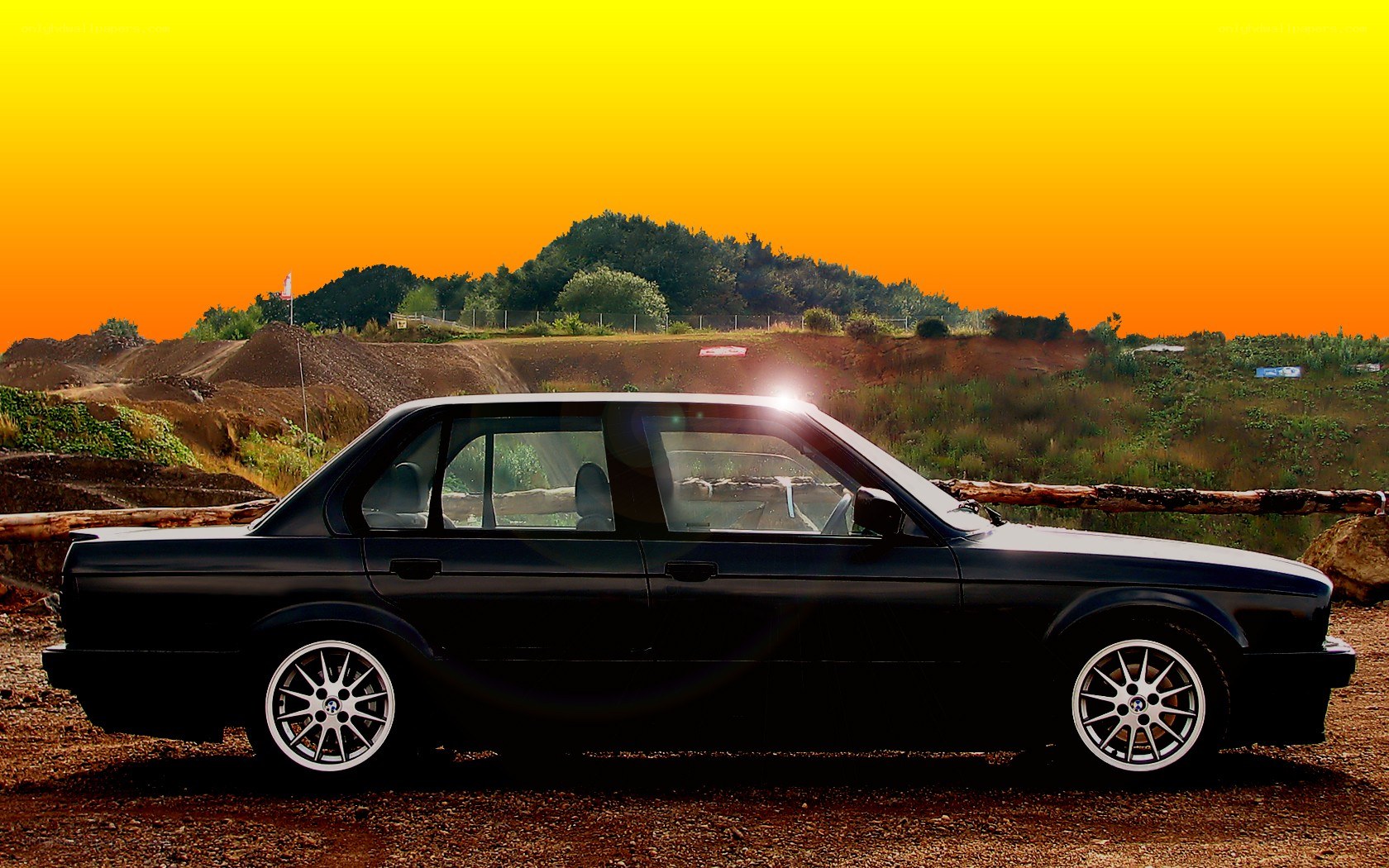 Black car at sunset