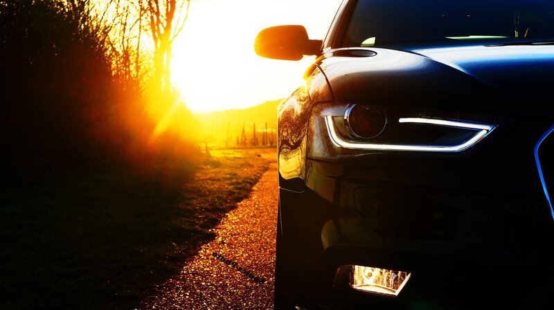 Black Car at Sunset — Dramatic