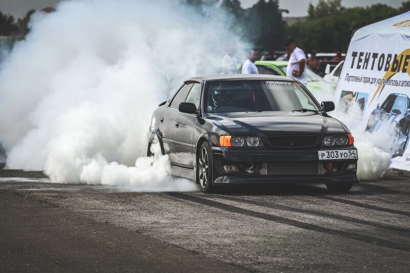 Black Car Drifting — Dynamic, Afternoon
