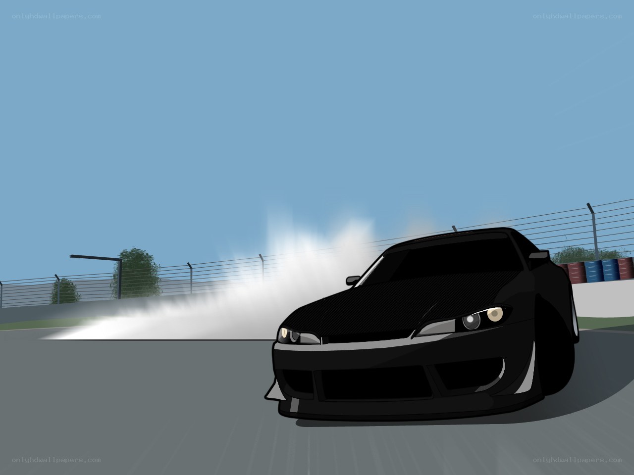 black car drifting on track