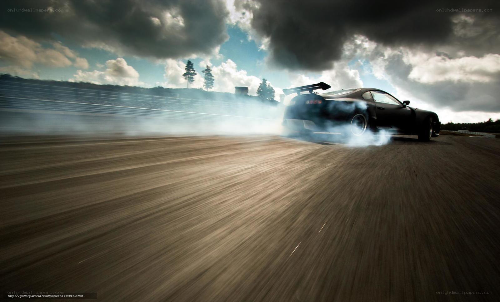 Black car drifting on track
