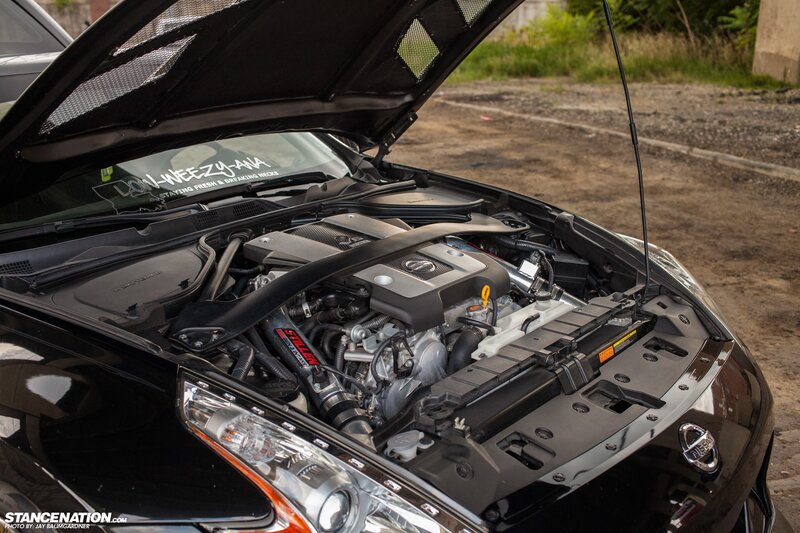 black car engine bay