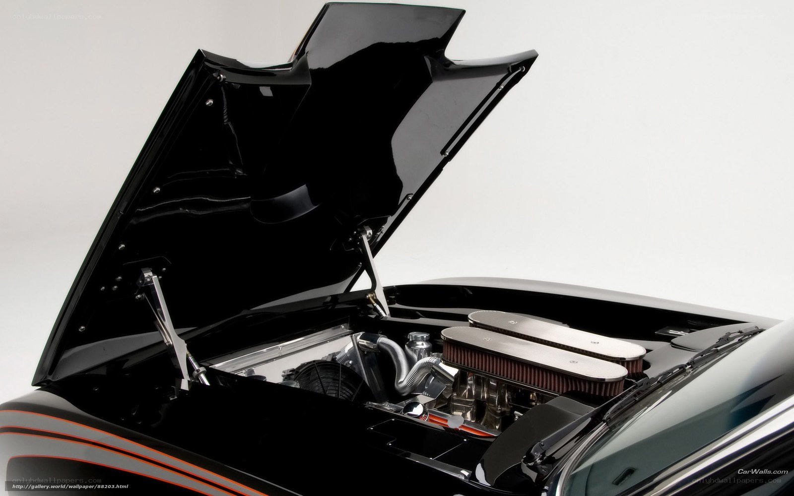 black car engine bay
