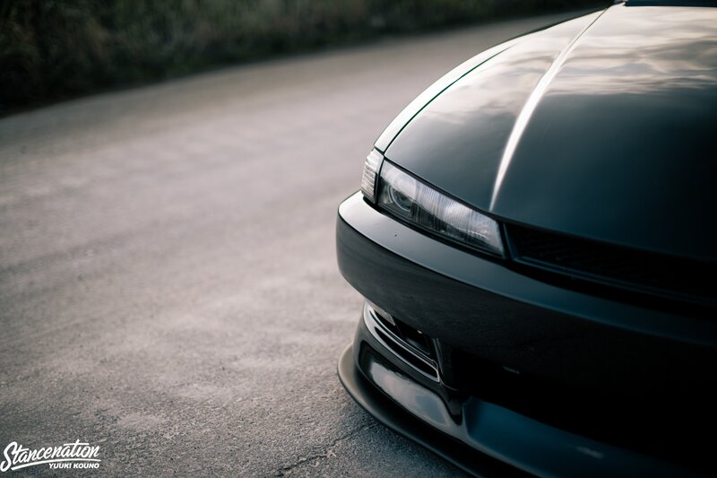 Black Car Front End — Dramatic, Sunset