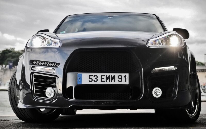 black car front view