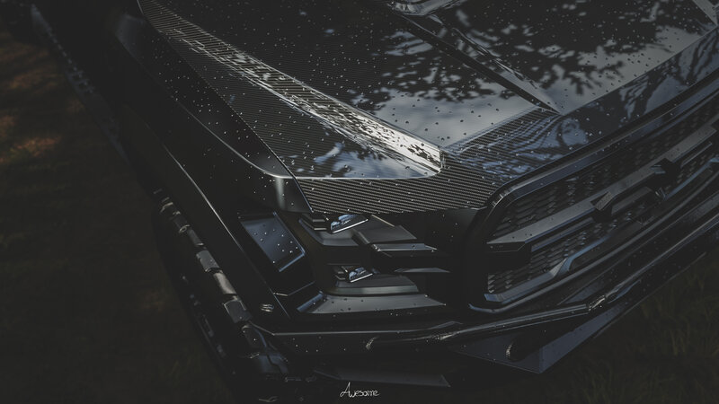 Black Car Front View — Dramatic, Digital Art