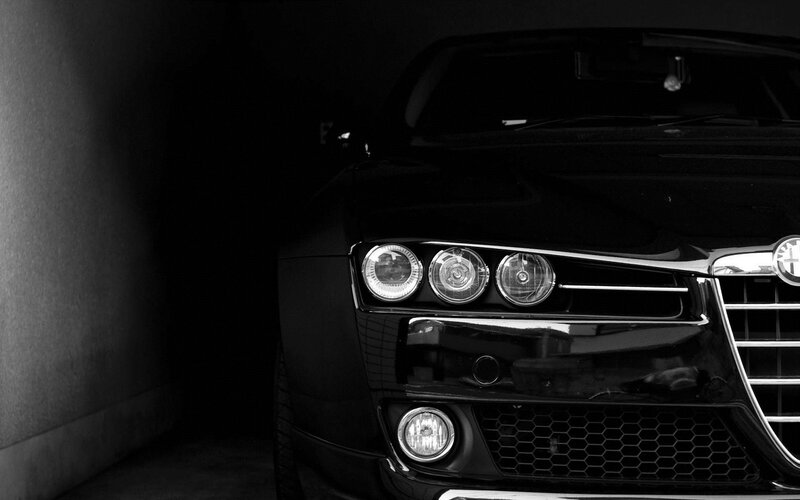 Black Car Front View — Dramatic, Night, Photograph