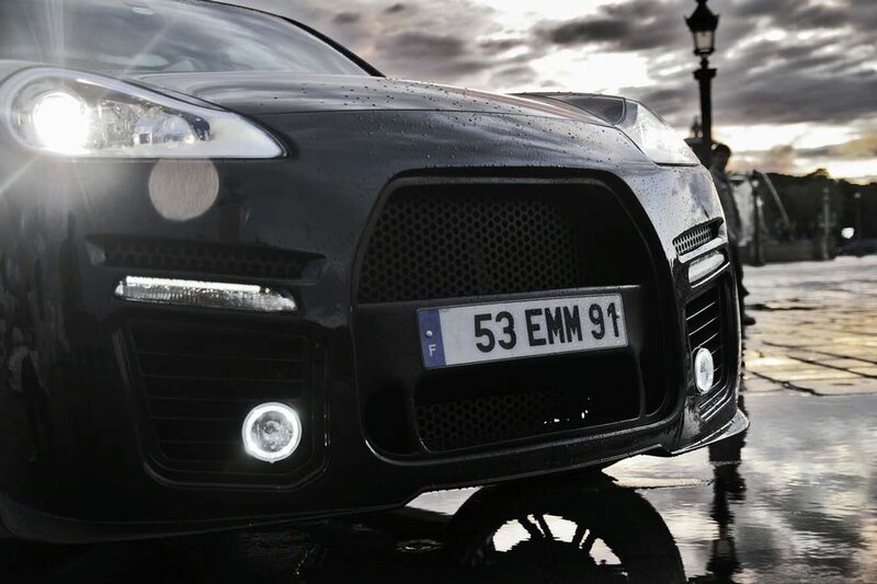Black Car Front View — Dramatic