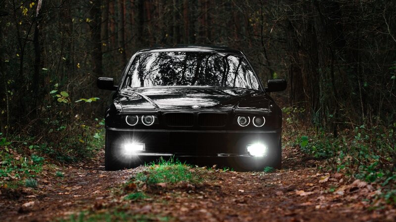 Black Car in Forest — Dark, Night