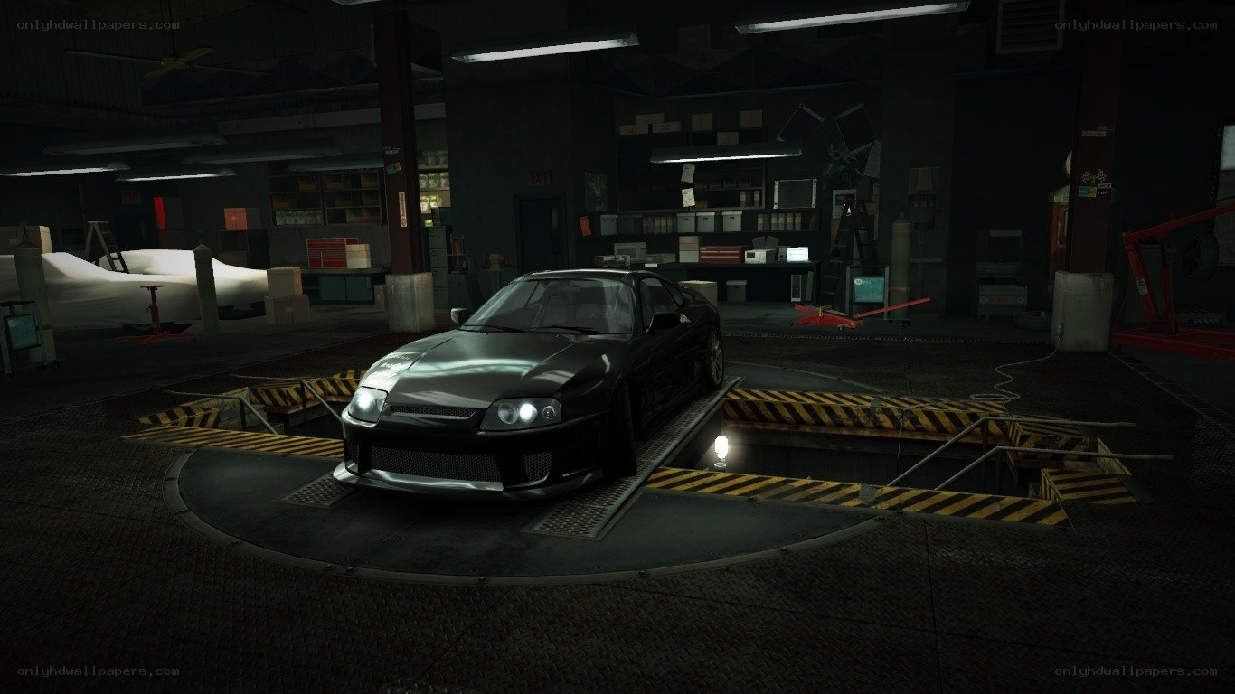 black car in garage
