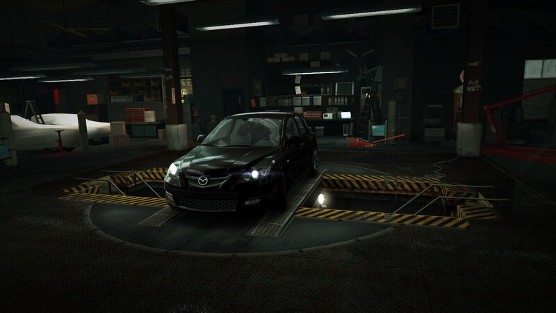 black car in garage