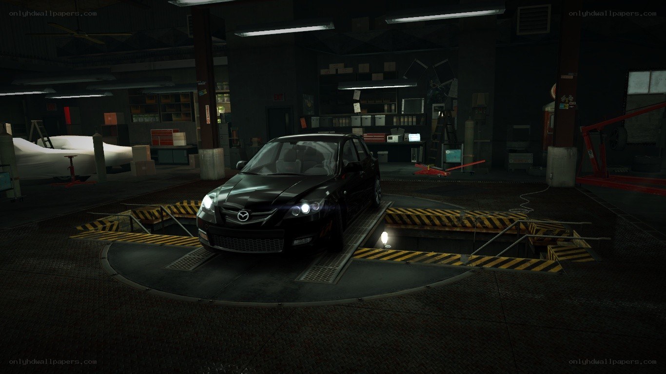 black car in garage