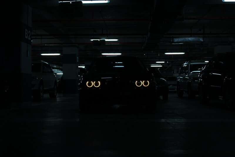 Black Car in Garage — Dark