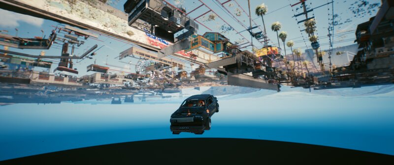Black Car in Mid-air — Blue