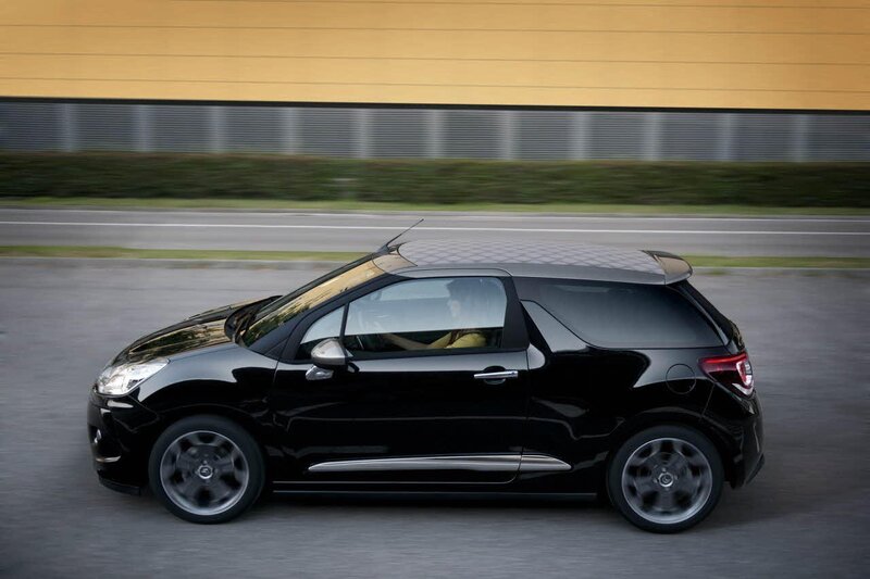 black car in motion