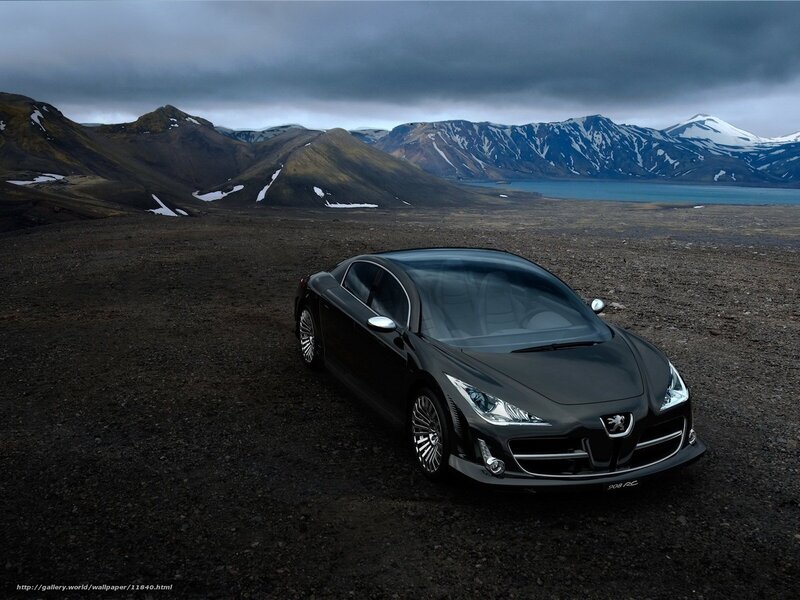 Black car in mountain landscape