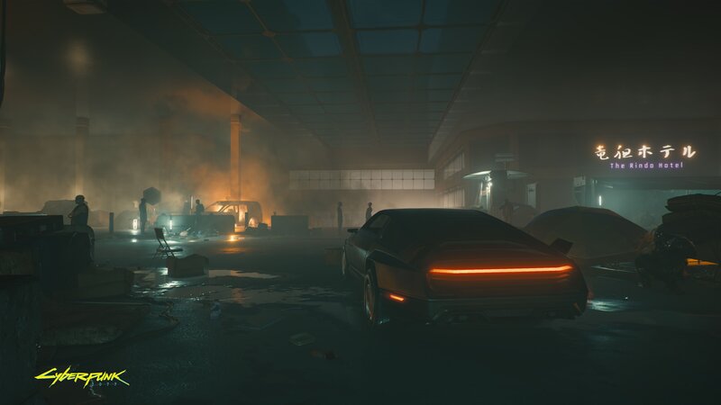 Black Car in Parking Lot — Dark, Dramatic