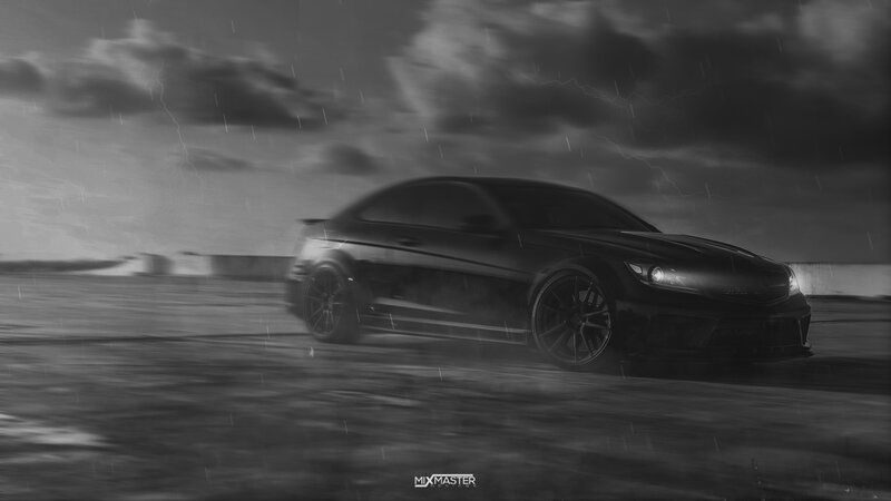 Black Car in Rain