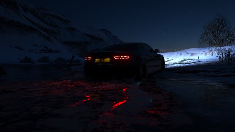 Black Car in Snow — Dark, Cold
