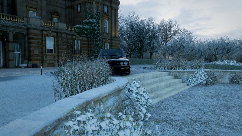 Black Car in Snow — White, Cold, Winter