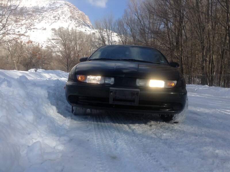 Black Car in Snow — White
