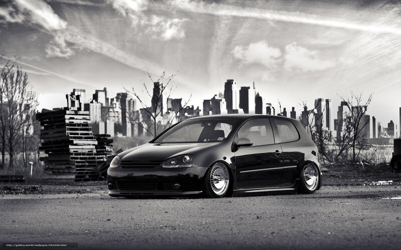 Black car in urban landscape