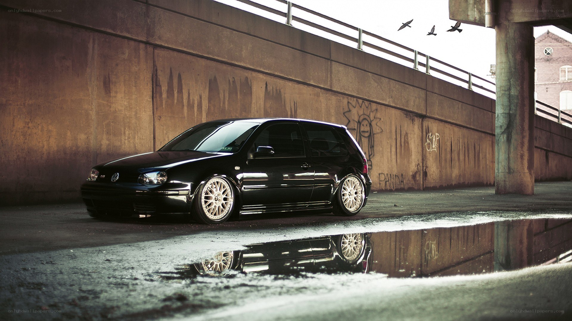black car in urban setting