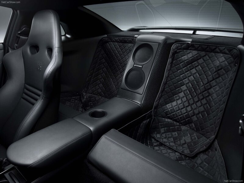 Black car interior with quilted seats