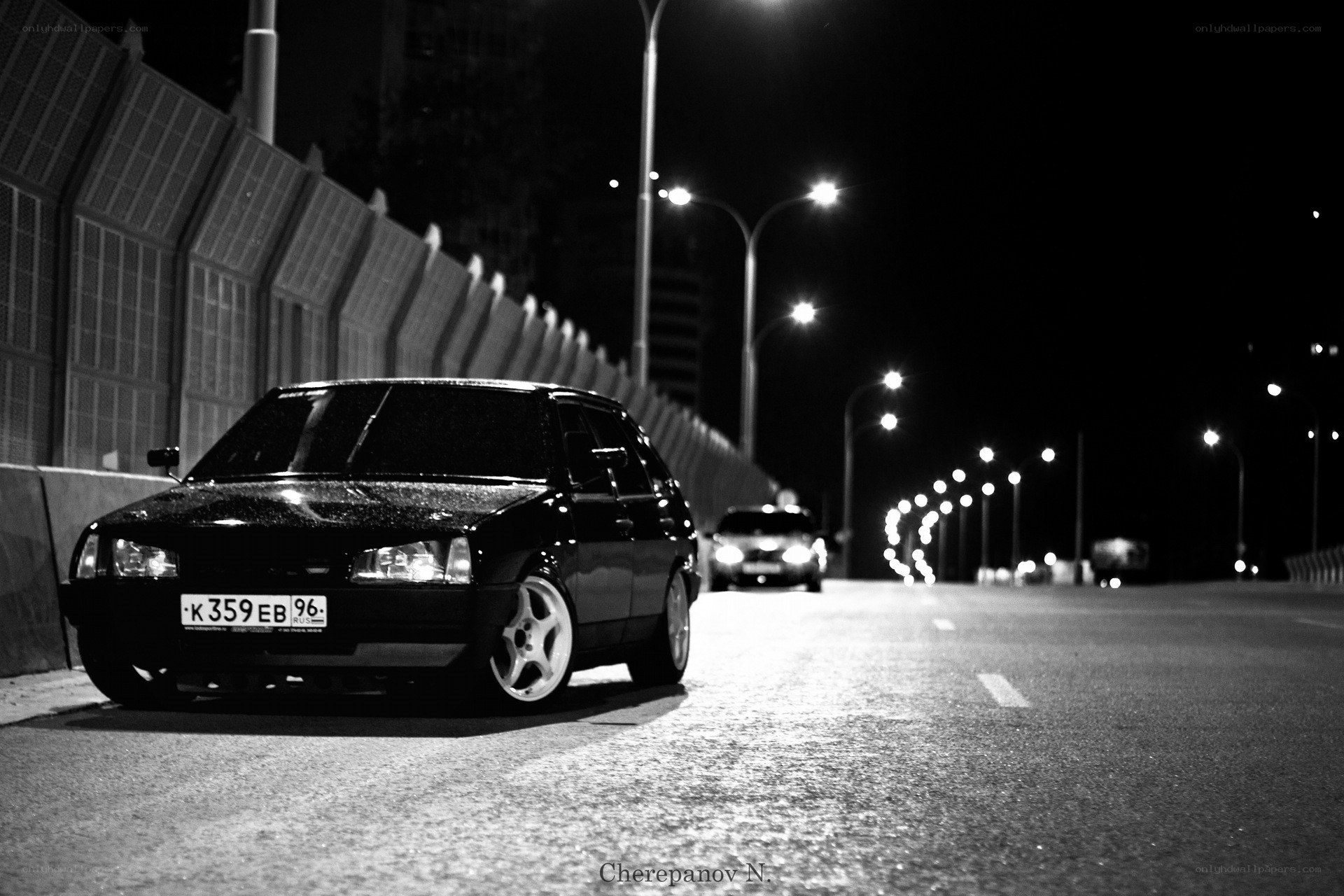 Black car on a night road