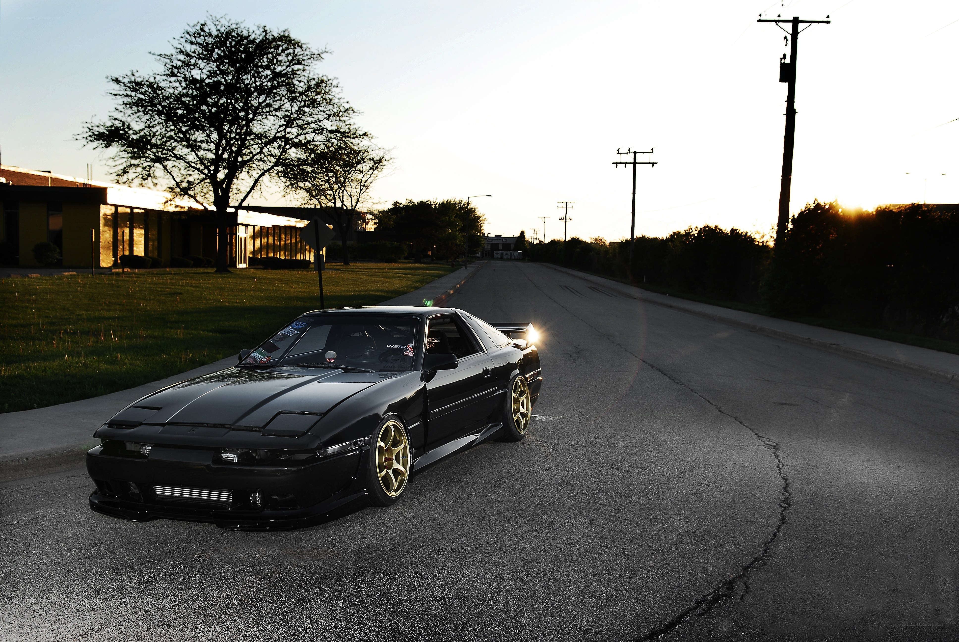 black car on a quiet street