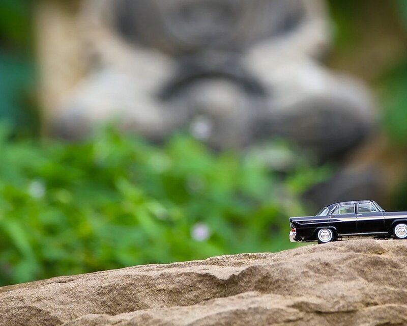 Black car on a rock