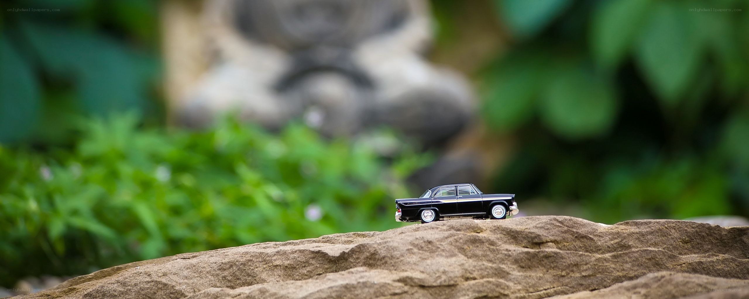 Black car on a rock