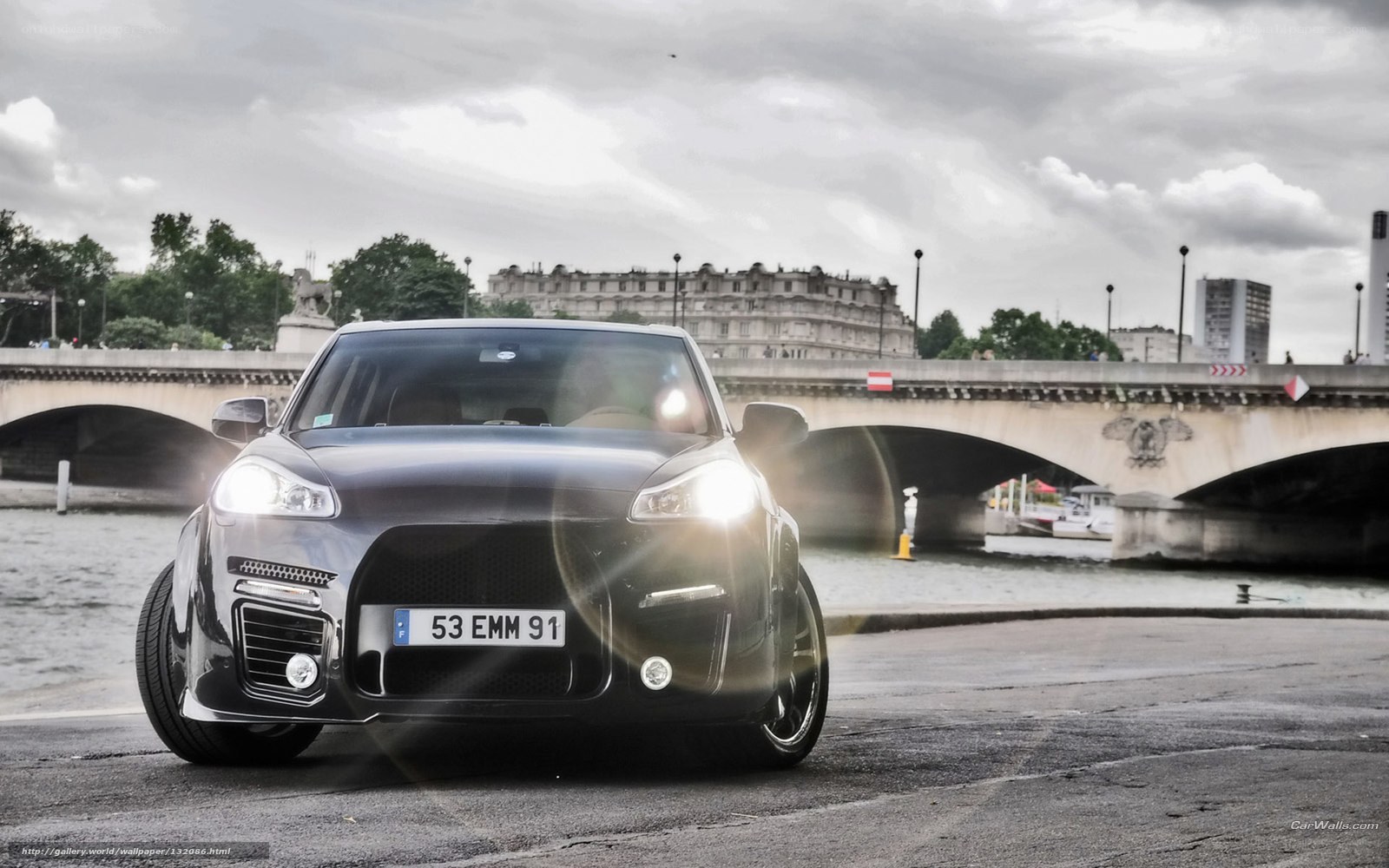 black car on bridge