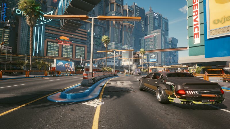 Black Car on City Street — Gray, Futuristic