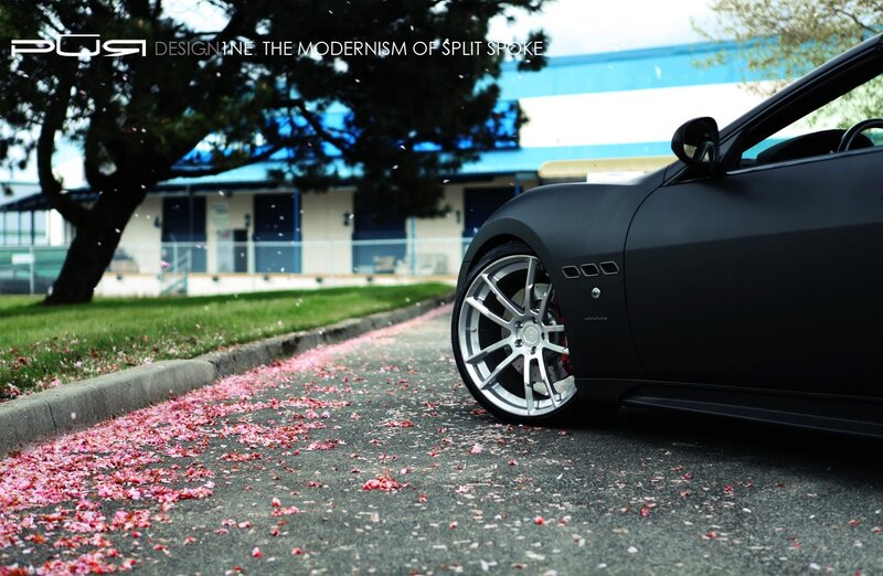 Black car on flower-strewn road
