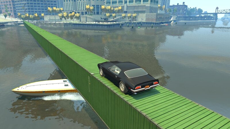 Black Car on Green Ramp