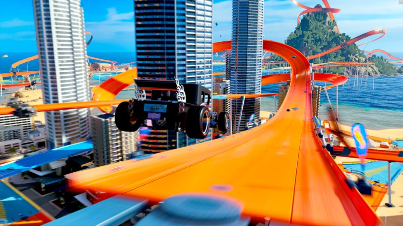 Black Car on Orange Track