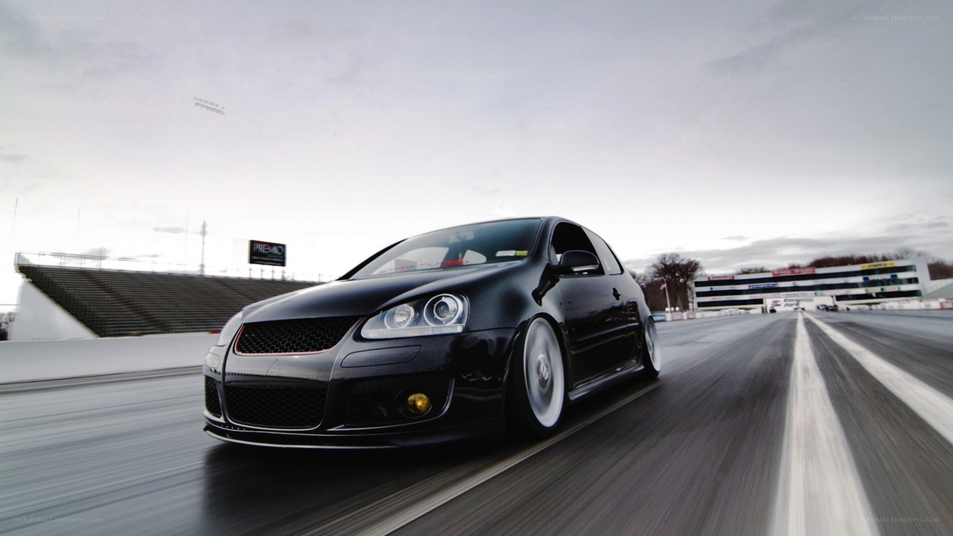 black car on racetrack