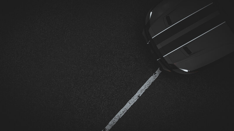 Black Car on Road — Dark, Night, 3d Render