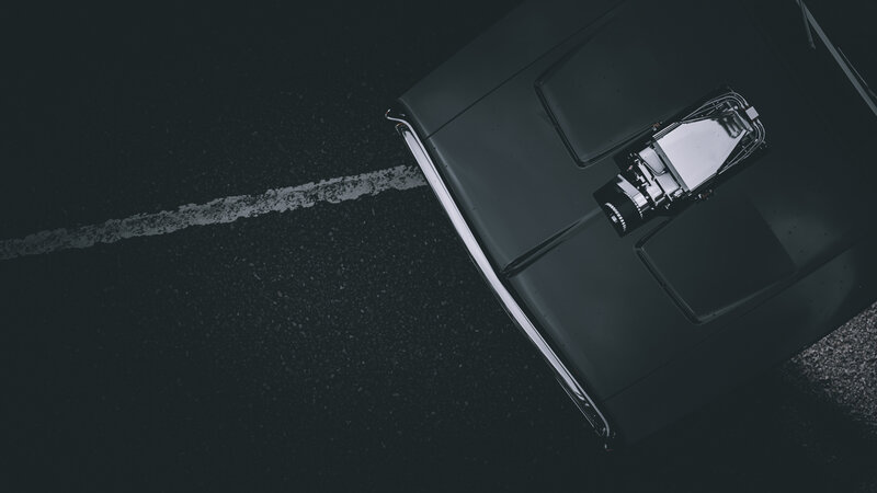 Black Car on Road — Dark