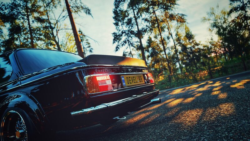 Black Car on Road — Dramatic, Sunset, 3d Render