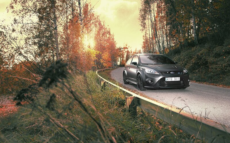 Black Car on Road — Gray, Serene