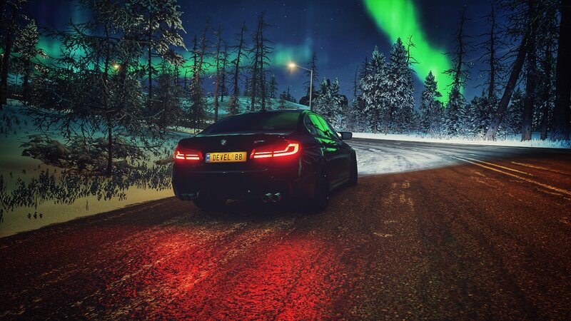 Black Car on Snowy Road — Green