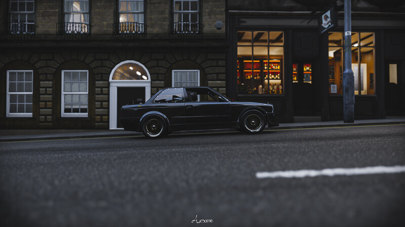 Black Car on Street — Dramatic, Night