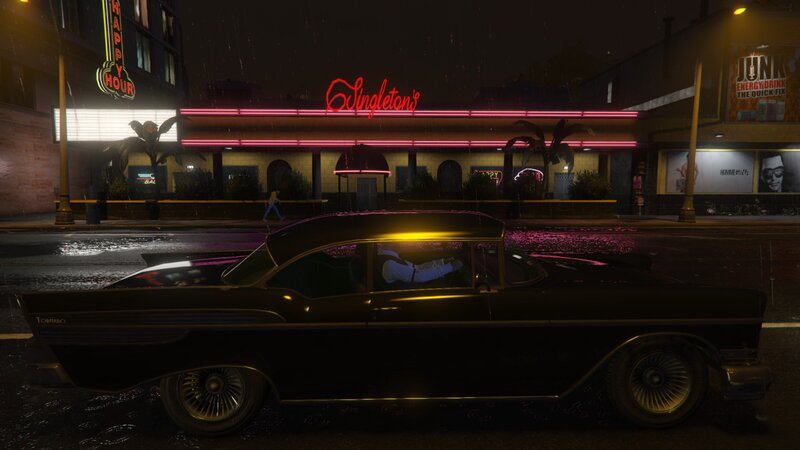 Black Car on Wet Street — Nocturnal