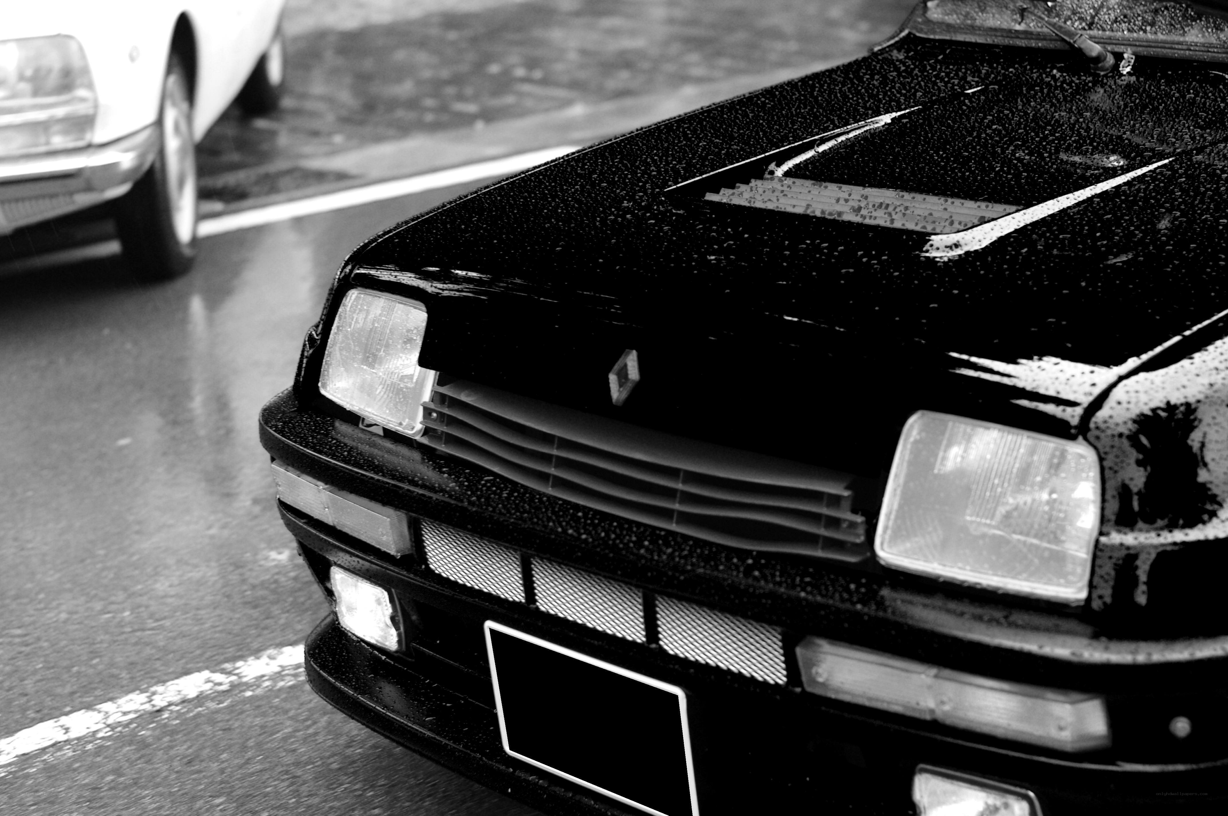 Black car on wet street