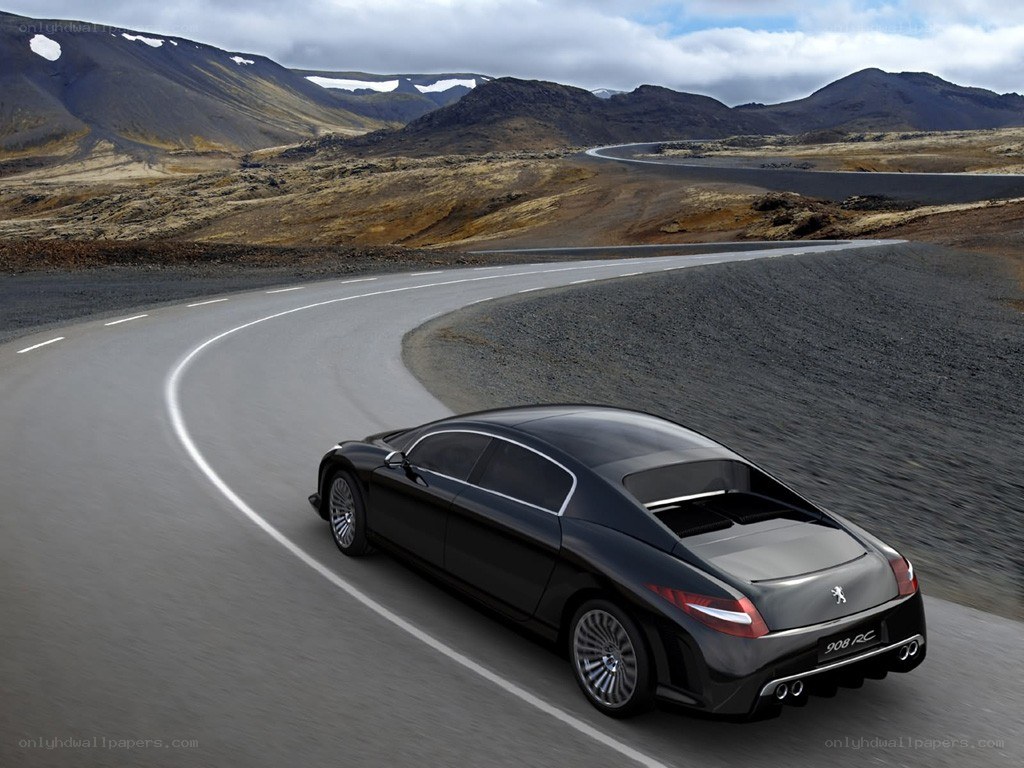 Black car on winding road