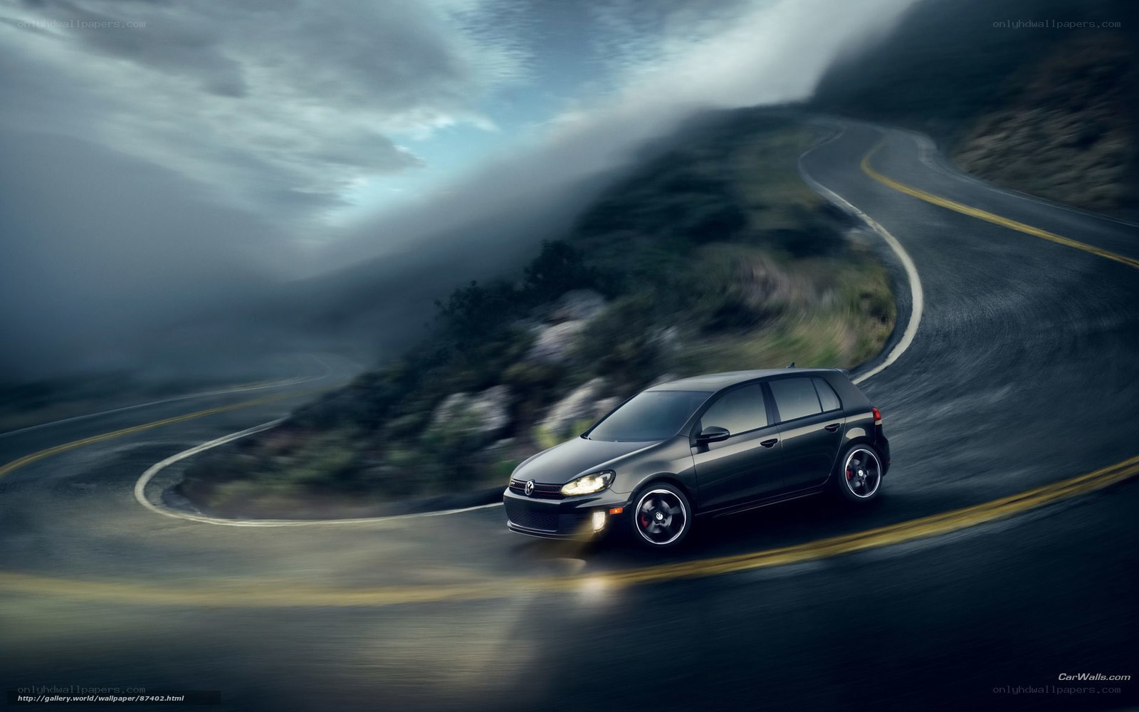 Black car on winding road