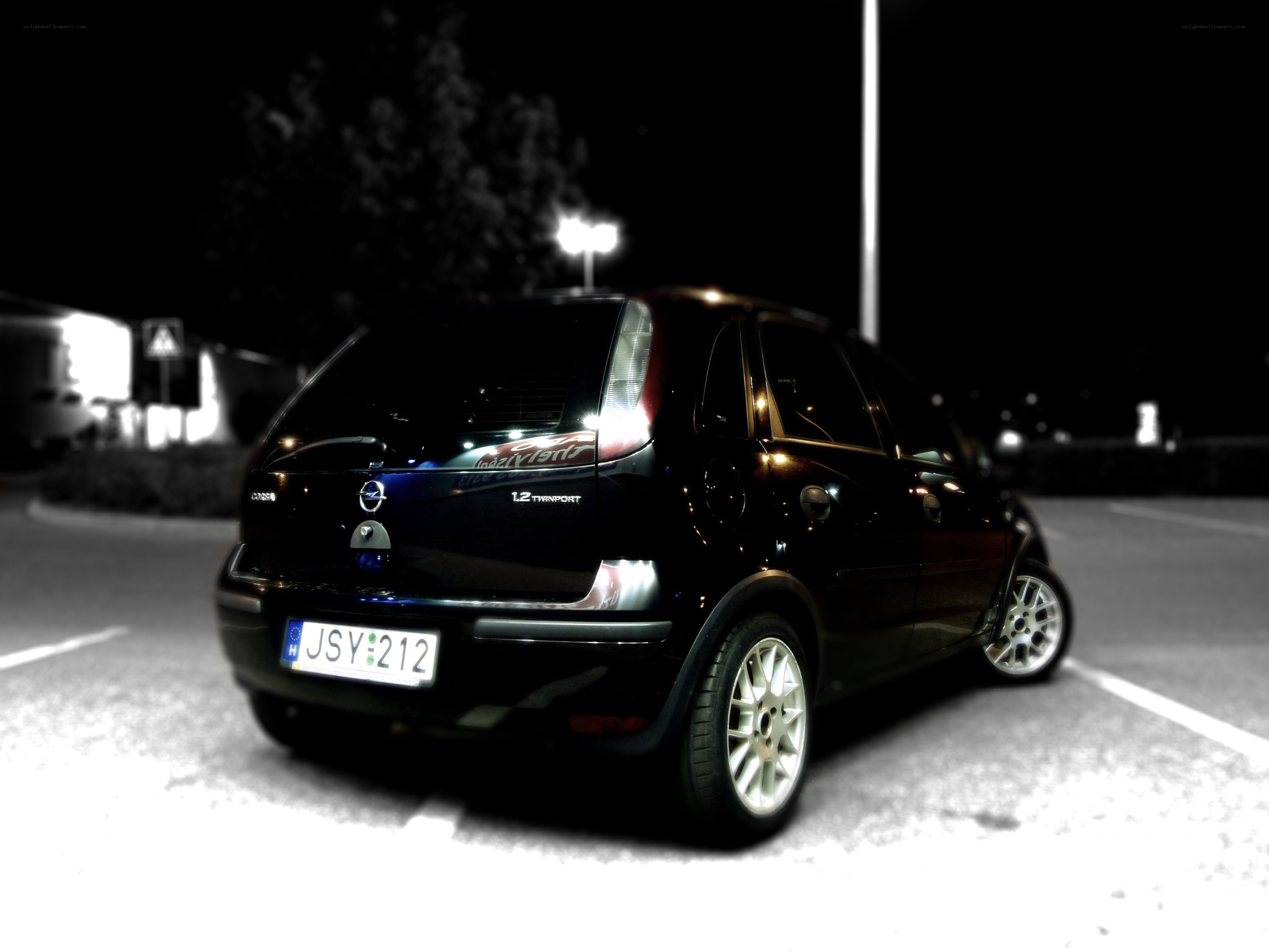 Black car parked at night
