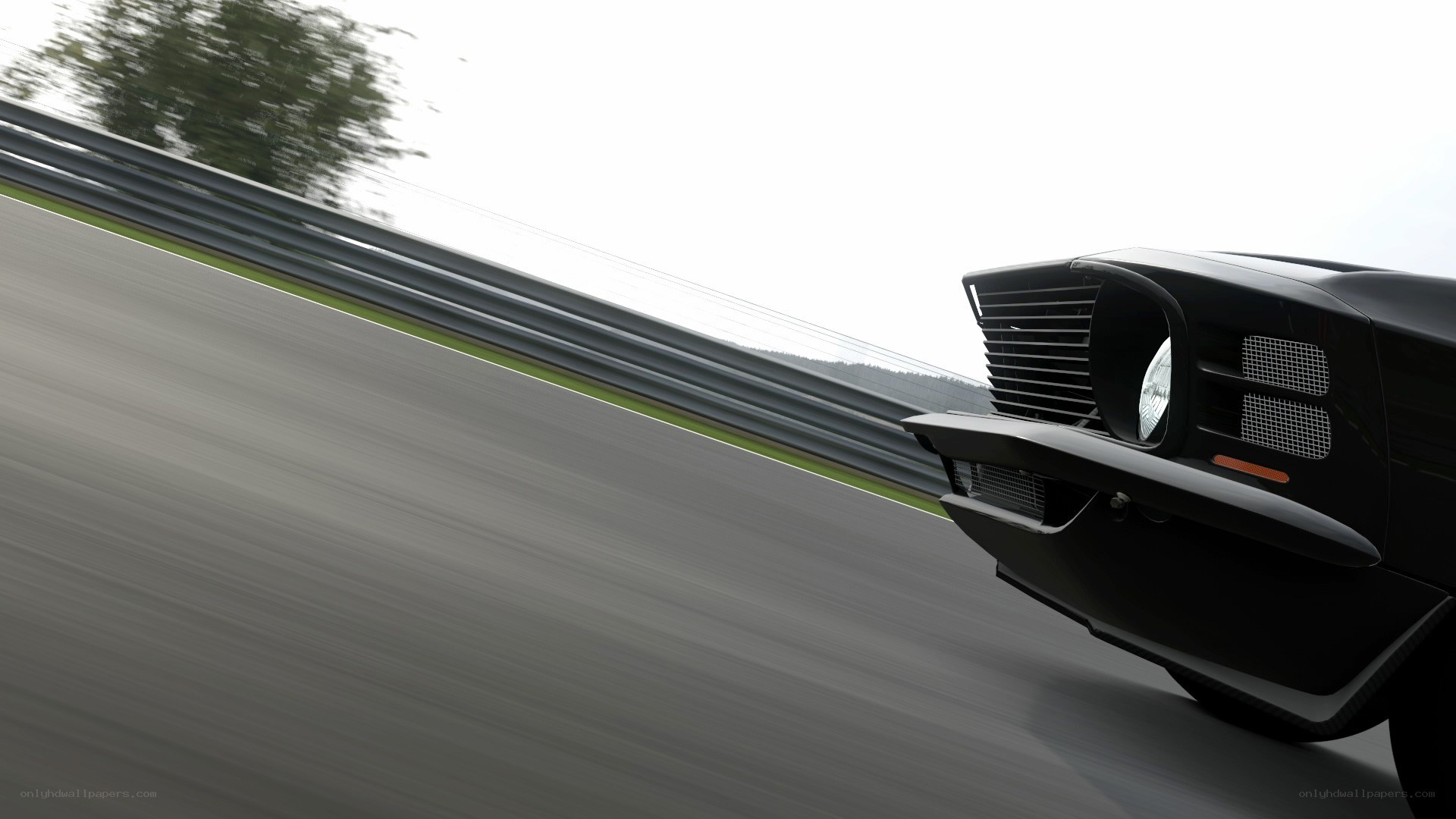black car racing on track